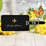 Elegant Custom Name Text Personalised Luggage Tag<br><div class="desc">Add a name and contact info, and easily create your personalised luggage tag. Click CUSTOMIZE FURTHER to change the text colour or background colour. You can TRANSFER this DESIGN on other Zazzle products and adjust it to fit most of the Zazzle items. Standard Studio designs are made in high-resolution vector...</div>