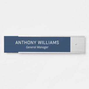 Elegant Custom Name Title Employee Office Navy Door Sign