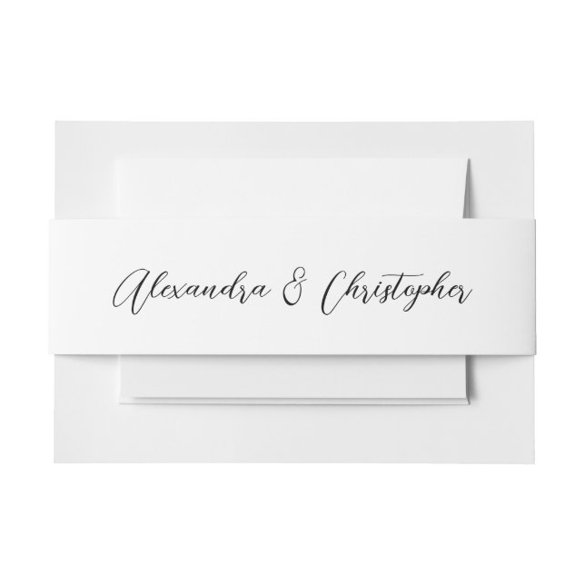 Elegant Custom Names Calligraphy Wedding Invitation Belly Band (Front Example)