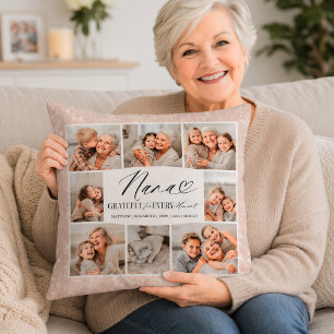 Elegant Custom Nana Photo Collage Keepsake Cushion