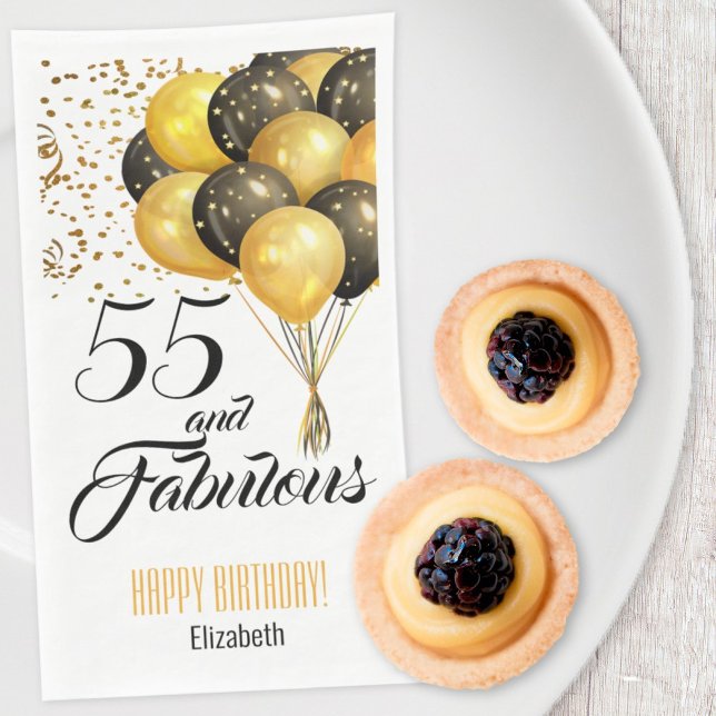 Elegant Custom Number Birthday Gold Confetti Black Napkin (Creator Uploaded)