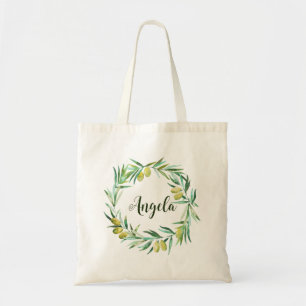 Elegant Custom Olive Boho Garden Bridesmaid Tote Bag