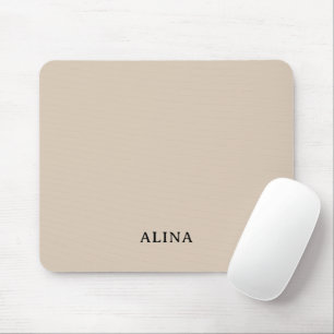 Elegant Custom Personalised Beige & Monogram Mouse Mat