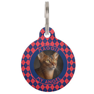 Elegant Custom Personalised Pet Gift Plaid Pattern Tag