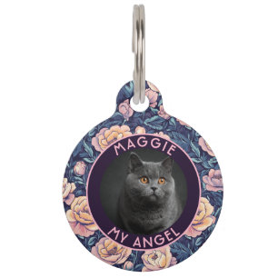 Elegant Custom Personalised Pet Gift Rose Motif Tag