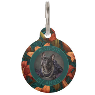 Elegant Custom Pet Parent Gift Lilies Pattern Tag