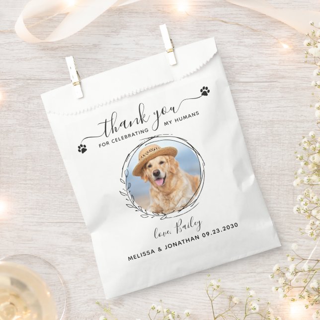 Elegant Custom Pet Photo Thank You Dog Wedding  Favour Bags (Clipped)