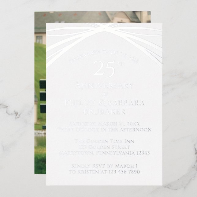 Elegant Custom Photo 25th Wedding Anniversary (Front/Back)