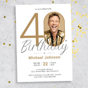 Elegant Custom Photo 40th Birthday Invitation
