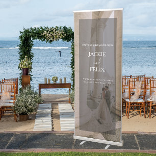 Elegant Custom Photo and Text Overlay Wedding Retractable Banner
