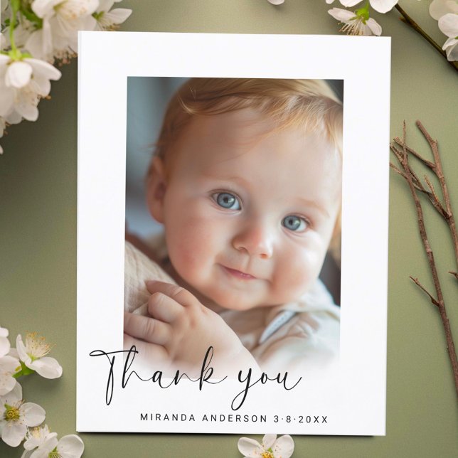 Elegant Custom Photo Baby Shower Thank You Postcard (Creator Uploaded)