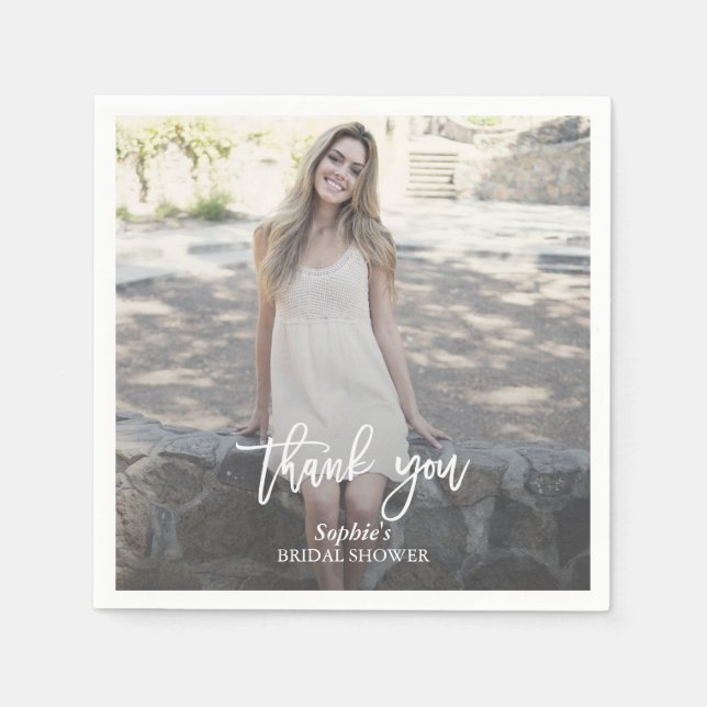 Elegant Custom Photo Bridal Shower Napkin (Front)