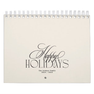 Elegant Custom Photo Calligraphy Cream Christmas Calendar