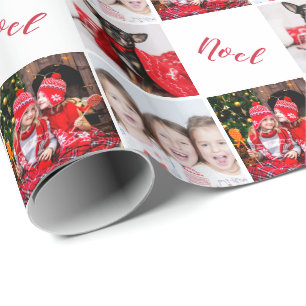 Elegant Custom Photo Collage Noel Christmas  Wrapping Paper