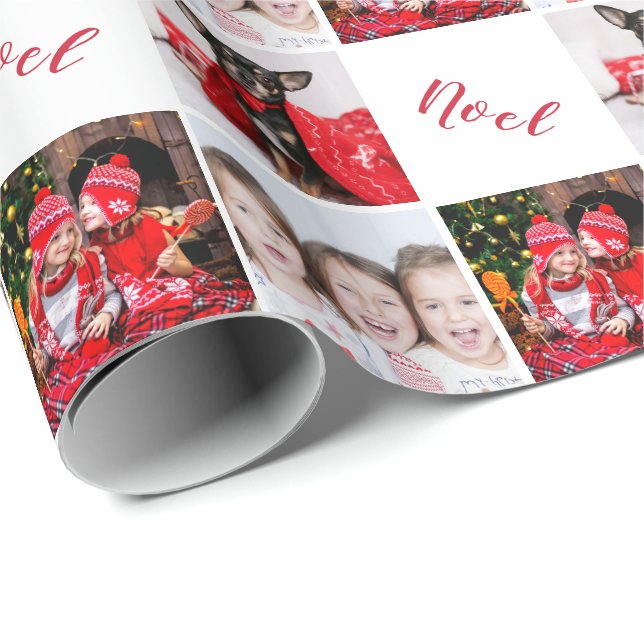 Elegant Custom Photo Collage Noel Christmas  Wrapping Paper (Roll Corner)