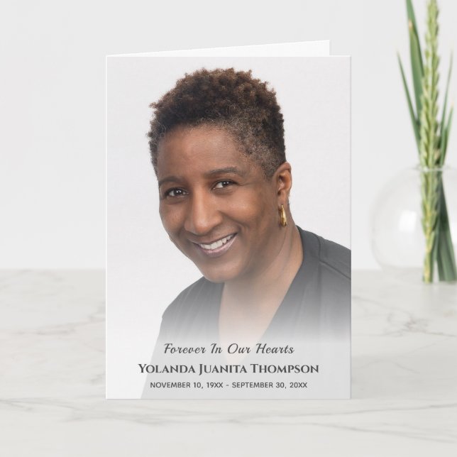 Elegant Custom Photo Forever In Our Hearts Funeral Thank You Card (Front)