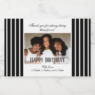 Elegant Custom Photo Happy Birthday Liquor Bottle Label