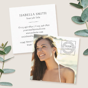 Elegant Custom Photo Logo Minimalist Trendy Square Business Card