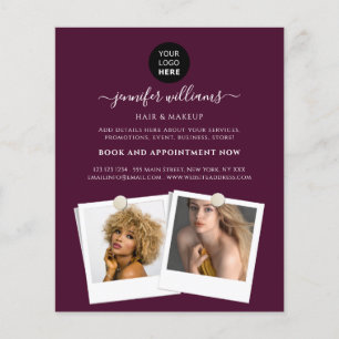 Elegant Custom Photo Logo Promotional Burgundy Flyer