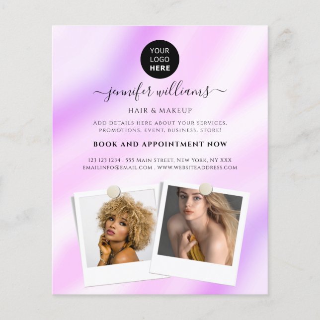 Elegant Custom Photo Logo Promotional Purple Flyer (Front)