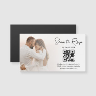 Elegant Custom Photo QR Code Wedding RSVP Magnet