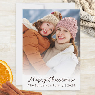 Elegant Custom Photo Script Overlay Christmas Holiday Card