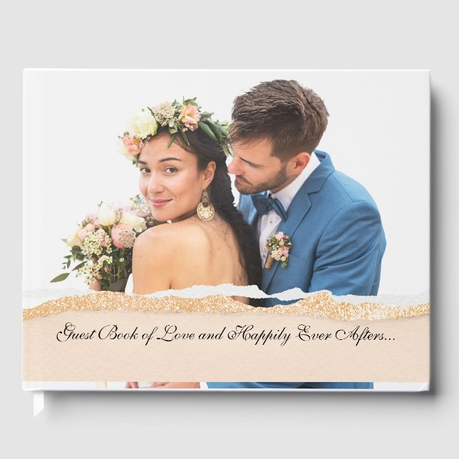 Elegant Custom Photo Wedding Guest Book (Front)