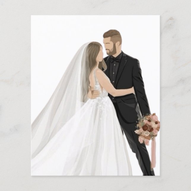 Elegant Custom Photo Wedding Information Flyer  (Front)
