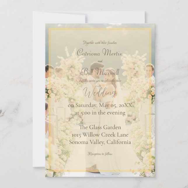 Elegant Custom Photo Wedding Invitation (Front)