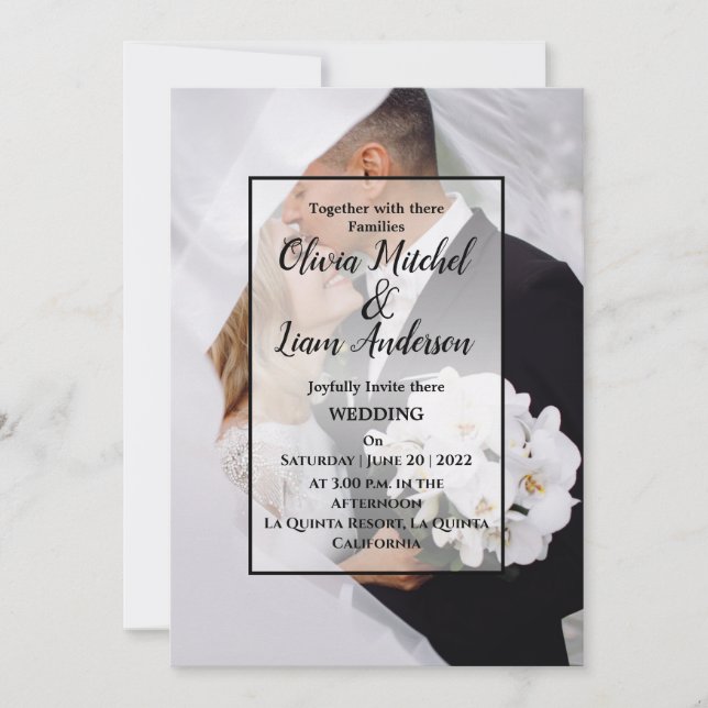Elegant Custom Photo Wedding Invitation (Front)