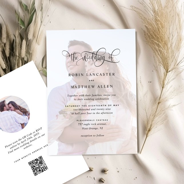 Elegant Custom Photo with QR Code Wedding Invitation (Creator Uploaded)