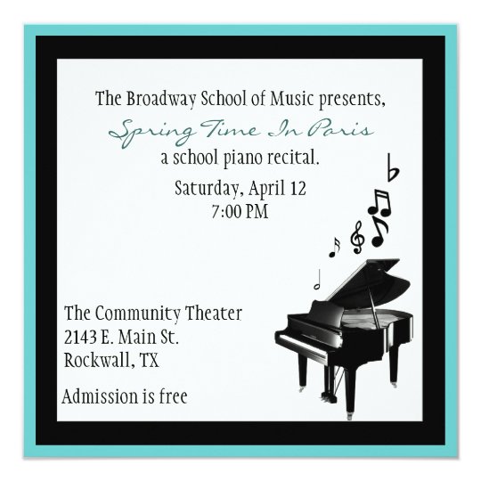 Elegant Custom Piano Recital Invitation