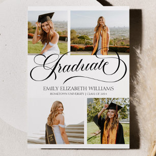 Elegant Custom Picture Photo Collage Graduation Announcement
