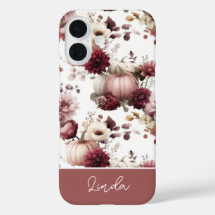 elegant Custom Pumpkin and Flowers pattern  iPhone 16 Case