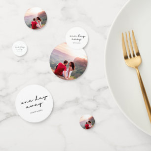 Elegant Custom Rehearsal Dinner One Day Away Table Confetti