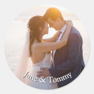 Elegant Custom Round Wedding Invitation Classic Round Sticker