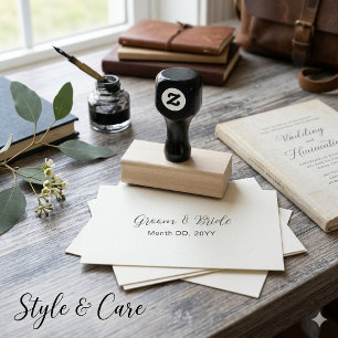 Elegant Custom Rubber Stamp for Couples Names Date
