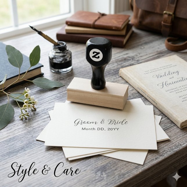 Elegant Custom Rubber Stamp for Couples Names Date (Elegant Custom Rubber Stamp for Couples Names Date)