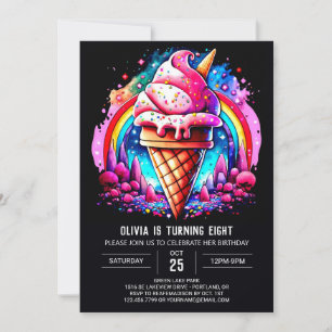 Elegant Custom Scoop Ice Cream Birthday Invitation