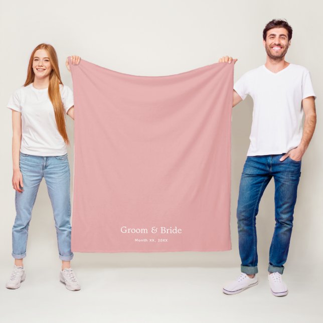 Elegant Custom Script Navy Wedding Dusty Rose Fleece Blanket (In Situ)