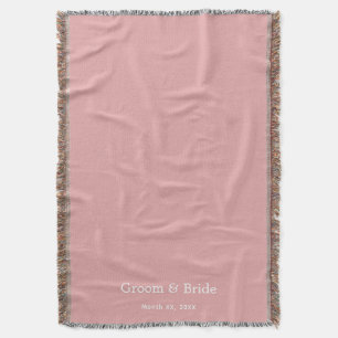 Elegant Custom Script Navy Wedding Dusty Rose Throw Blanket