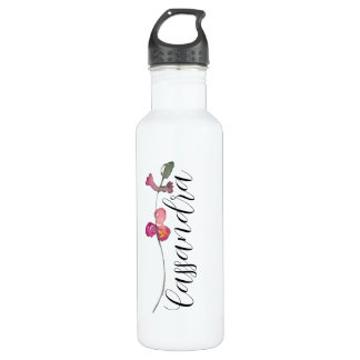 Elegant Custom Script Pretty Feminine Floral  710 Ml Water Bottle