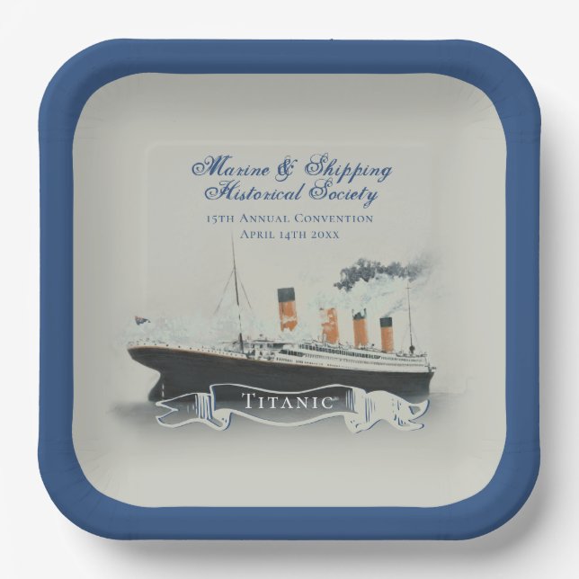  Elegant Custom Script Titanic  Paper Plate (Front)