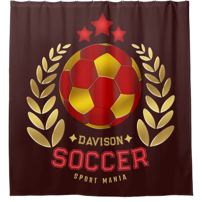Elegant Custom Soccer Logo Shower Curtain (Front)