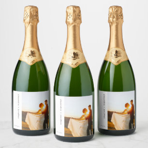 Elegant Custom Sparkling Wine Wedding Photo Sparkling Wine Label