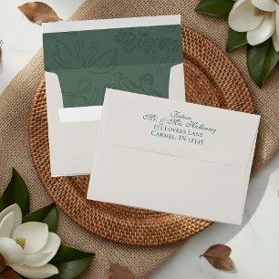 Elegant Custom Stationery Sage Green Wedding Envelope