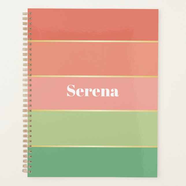 elegant Custom Summer Colours Colour Block Stripes Planner (Front)