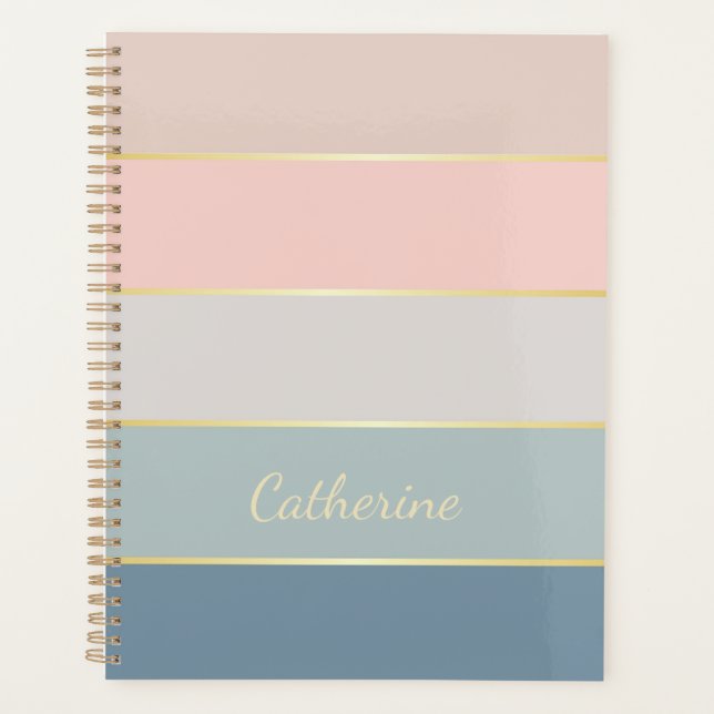 elegant Custom Summer Colours Colour Block Stripes Planner (Front)