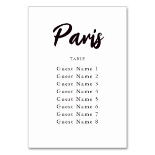 Elegant Custom Table Name Seating Assignment Table Number