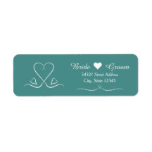 Elegant Custom Teal Wedding Heart Address Label
